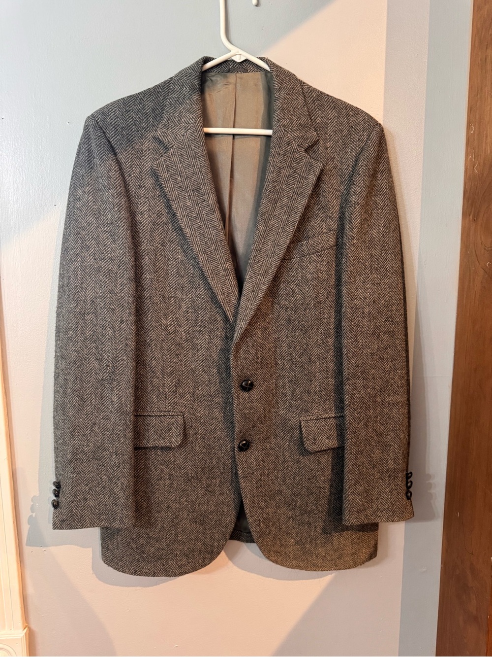 Vintage Stafford Hampshire 100% Wool Herringbone Blazer Sport Coat 40L